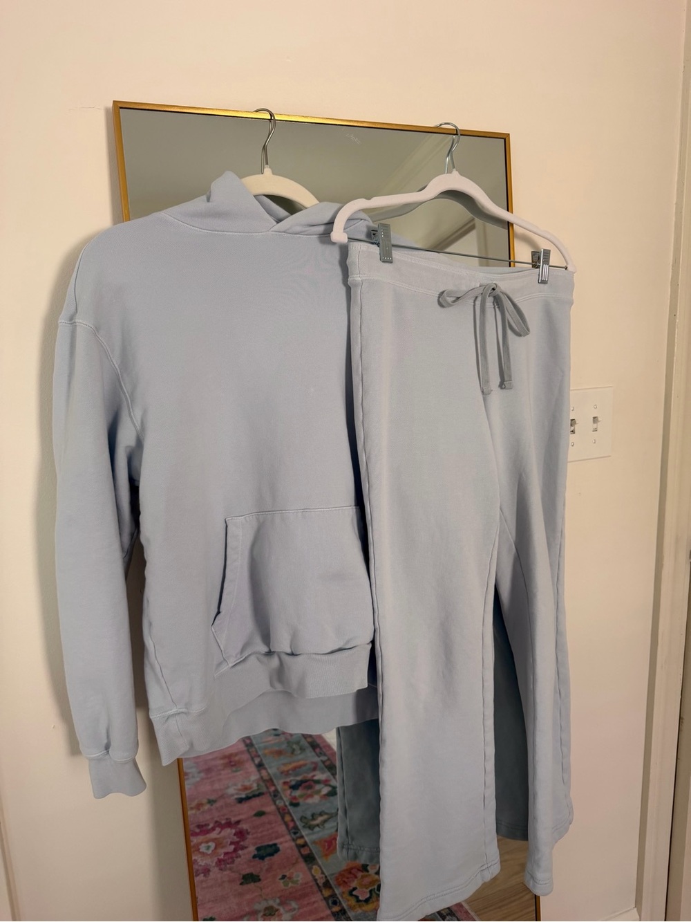 SKIMS light blue boyfriend sweat SET